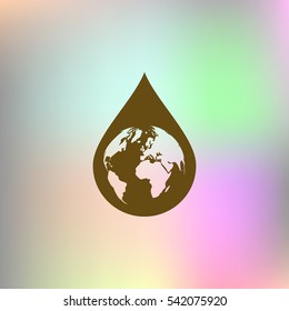 Earth in water-drop stock vector icon illustration