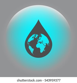 Earth in water-drop stock vector icon illustration
