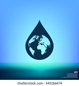Earth in water-drop stock vector icon illustration