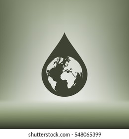 Earth in water-drop stock vector icon illustration