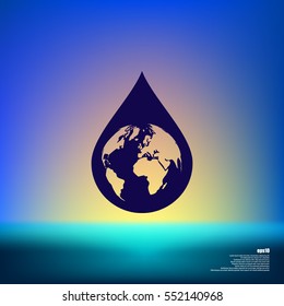 Earth in water-drop stock vector icon illustration