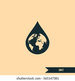 Earth in water-drop stock vector icon illustration