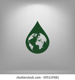 Earth in water-drop stock vector icon illustration