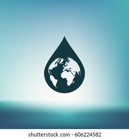 Earth in water-drop stock vector icon illustration