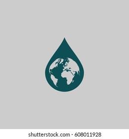 Earth in water-drop stock vector icon illustration