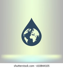 Earth in water-drop stock vector icon illustration