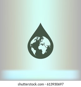 Earth in water-drop stock vector icon illustration