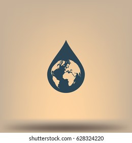 Earth in water-drop stock vector icon illustration