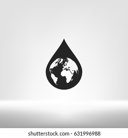 Earth in water-drop stock vector icon illustration