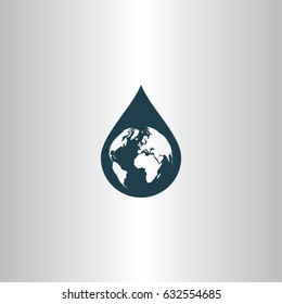Earth in water-drop stock vector icon illustration