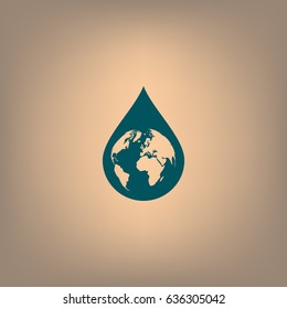 Earth in water-drop stock vector icon illustration