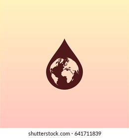 Earth in water-drop stock vector icon illustration