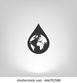 Earth in water-drop stock vector icon illustration