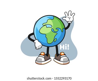 Earth wave hand cartoon. Mascot Character vector.
