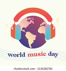 Earth Wearing Headphones Vector Illustration World Stock Vector ...