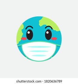 The Earth wearing protective face mask with smoke&Virus on space background.Protect the earth from Corona virus. This mascot can be used for companies, web designs, mugs, stickers, and posters.