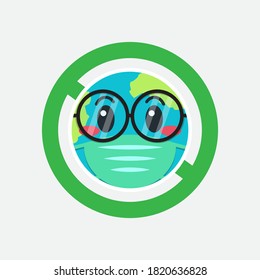 The Earth wearing protective face mask with smoke&Virus on space background.Protect the earth from Corona virus. This mascot can be used for companies, web designs, mugs, stickers, and posters.