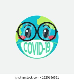 The Earth wearing protective face mask with smoke&Virus on space background.Protect the earth from Corona virus. This mascot can be used for companies, web designs, mugs, stickers, and posters.