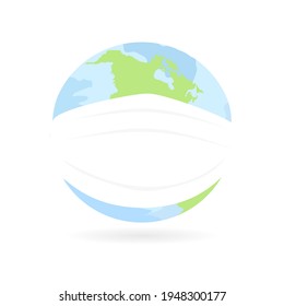 La Tierra lleva un vector de máscara blanca en el Día de la Tierra aislado en fondo blanco, ilustración vectorial EPS 10