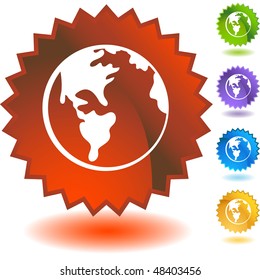 Earth web button isolated on a background