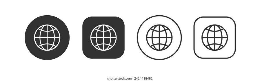 Earth web icon. Browser click symbol. WWW sign. Global network. Website connection.