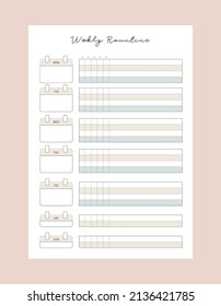 (Earth) Weekly Routine Printable template. Morning, Afternoon, Evening and Before Bed Routines give our day the structure that we need.