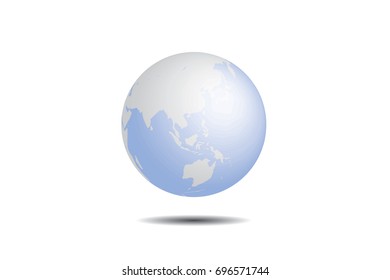 Earth white tone with shadow on white background
