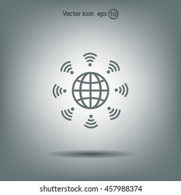 Earth of Wi-Fi, vector icon