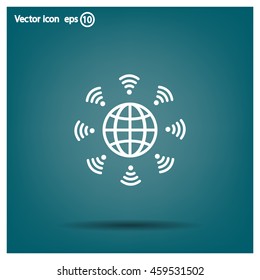 Earth of Wi-Fi, vector icon