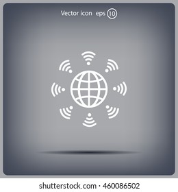 Earth of Wi-Fi, vector icon