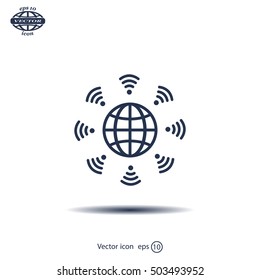 Earth of Wi-Fi, vector icon