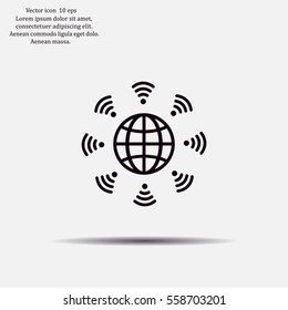 Earth of Wi-Fi, vector icon