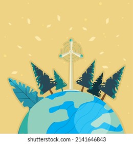 earth and windmill and trees scene