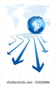 earth, world, blue arrow
