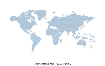 Earth, world global map, line simple concept in vector flat style.