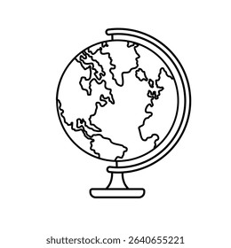 Earth world globe line vector  in black and white