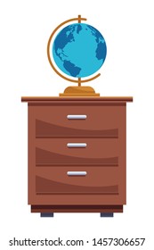 Earth world globe on cabinet cartoon ,vector illustration graphic design.