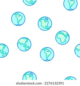 earth world globe planet vector seamless pattern thin line illustration