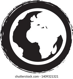 Earth, World icon on circle background. Vector illustration. 