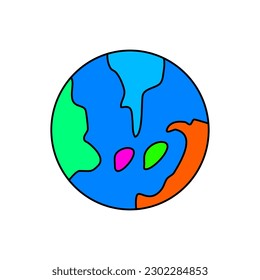 Icono Tierra y Mundo en formato vector. Icono mundial del globo. Icono del planeta mundial. Símbolo del planeta Tierra blanco y negro. Geografía e ilustraciones continentales.