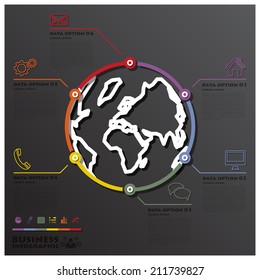 Earth And World Line Circle Shape Business Infographic Design Template
