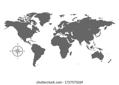 earth world map compass asia europe america vector