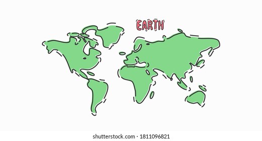 Earth world map design isolated on white background. Vector illustration