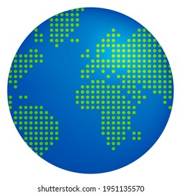 La Tierra (mapa mundial) dibujada con puntos redondos ilustrando el vector.