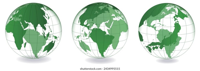 Earth World Map Green Icons