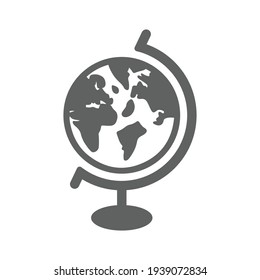 Earth, world map, table globe icon. Gray vector graphics.