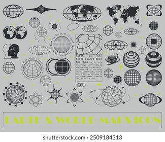 Earth and World Maps and Icons Vector Collection