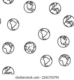 mapa del planeta tierra mundo globo mundial vector patrón transparente línea delgada