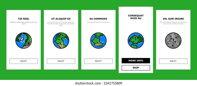 earth world planet globe map onboarding mobile vector. space blue, nature geography, environment ecology, sphere science, day ocean blue earth world planet globe map Illustration