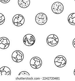 earth world planet globe map vector seamless pattern thin line illustration